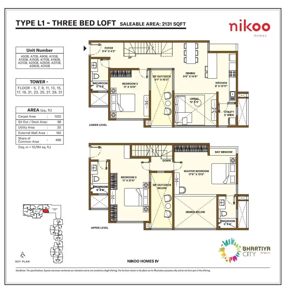 Thanisandra Main Road | Exclusive 3BR Loft Unit / Nikoo Homes 4 | 2131 Sq. Ft. 1