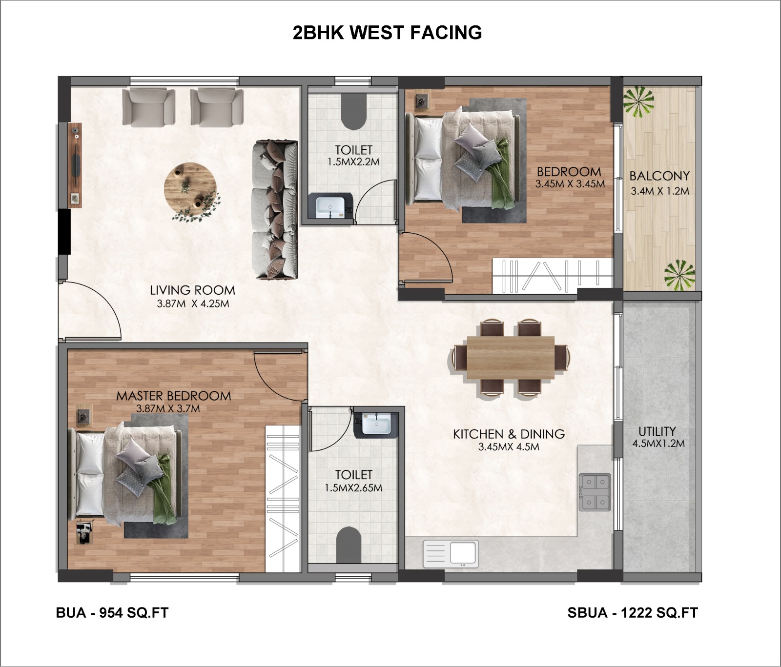 PM Gardens | 2 BHK Apartment | 1225 Sq. Ft. 3