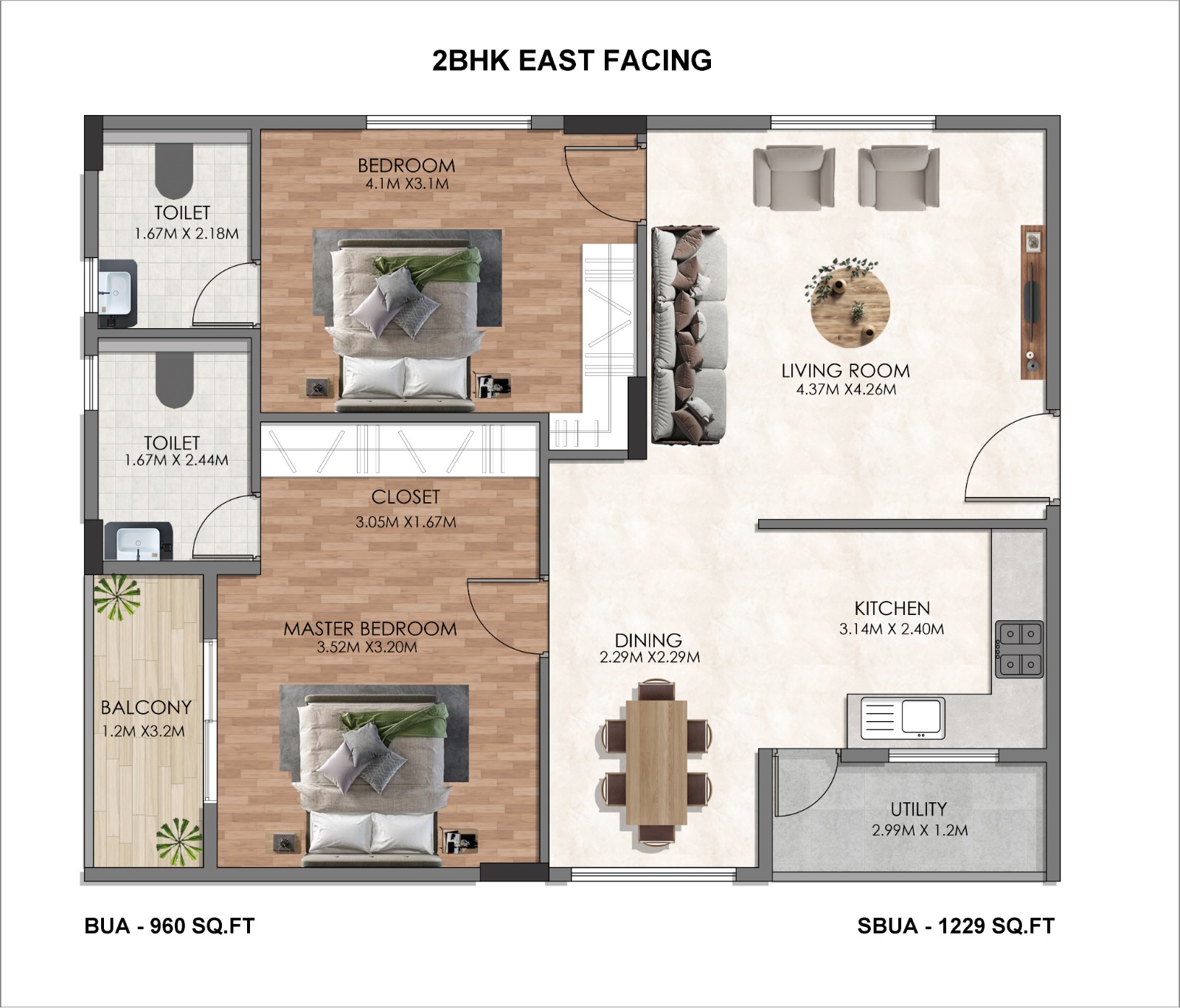 PM Gardens | 2 BHK Apartment | 1225 Sq. Ft. 4
