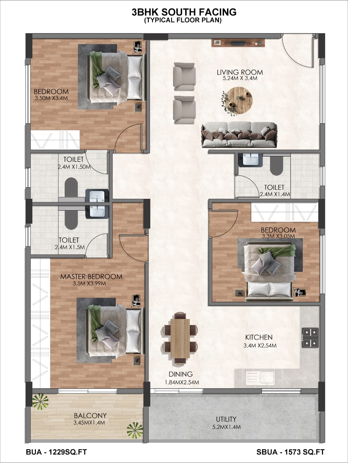PM Gardens | 2 BHK Apartment | 1225 Sq. Ft. 5