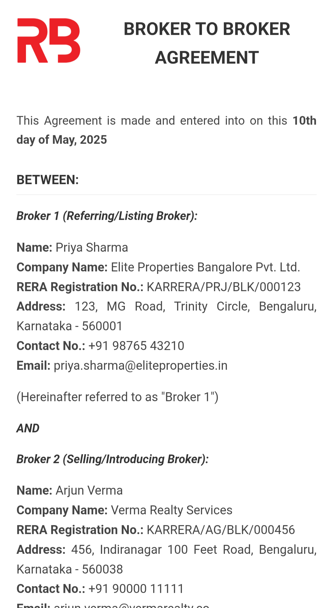 Quick Create Broker Agreements